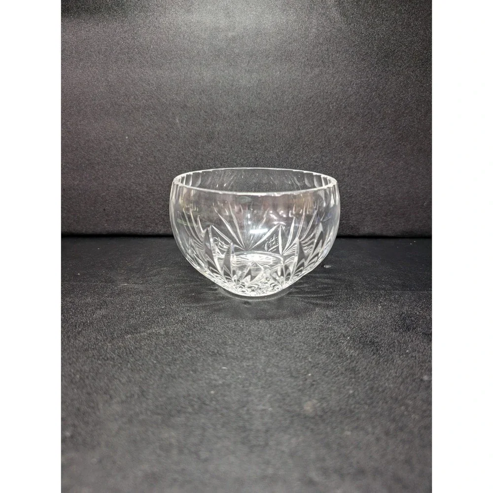 Diamond Fan Pattern Cut Crystal Bowl, Scalloped Edge, 4.5